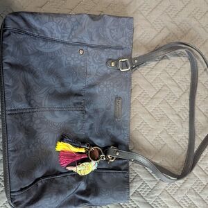 Sakroots Charcoal Tote with Colorful Tassels